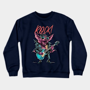 Vintage Bat Rocker on Guitar Crewneck Sweatshirt